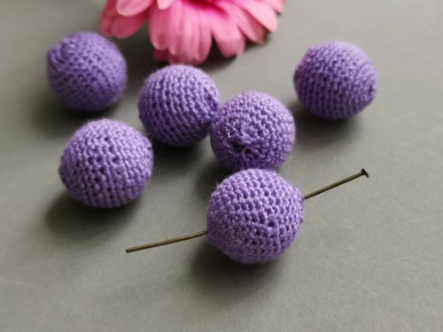 Large handmade cotton crochet beads 20mm pack of 2 - 10 colours - Picture 6 of 11