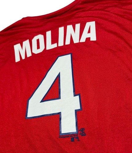 St Louis Cardinals Yadier Molina #4 Men's Majestic Shirt Adult Size 2XL - Picture 3 of 10