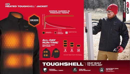 Milwaukee M12 Heated TOUGHSHELL Jacket Kit (Includes 3.0 Battery and Cord) M100 - Picture 2 of 61