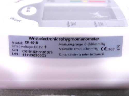 Wrist Electronic Sphygmomanometer Blood Pressure Cuff - Model CK-1018 Battery - Picture 5 of 12