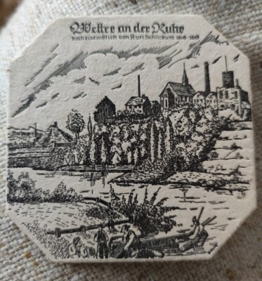 Alter Bierdeckel aus WETTER an der Ruhr - in Wetter kauft man netter    