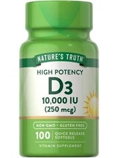 Nature's Truth Vitamin D3 10000 IU Softgels | 100 Count | High Potency Formula |