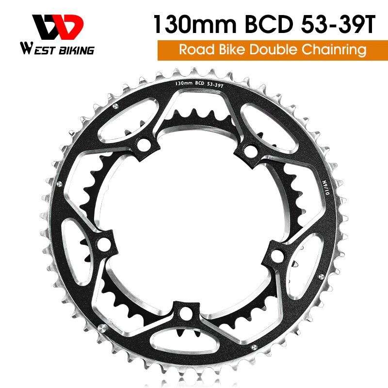 WEST BIKING Road Bike Chainring 130BCD 39/53T Tooth Plate for 8/9/10/11 Speed - Image 3 of 4