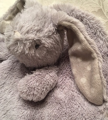 RARE Gray Circle Bunny Rabbit Blanket Baby Security Round Lovey Grey Dot AU - Picture 3 of 5
