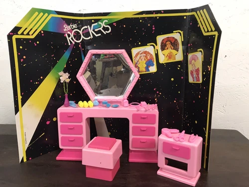 Vintage Barbie & The Rockers Vanity Set Arco 1980s W/ Diorama & Accessories