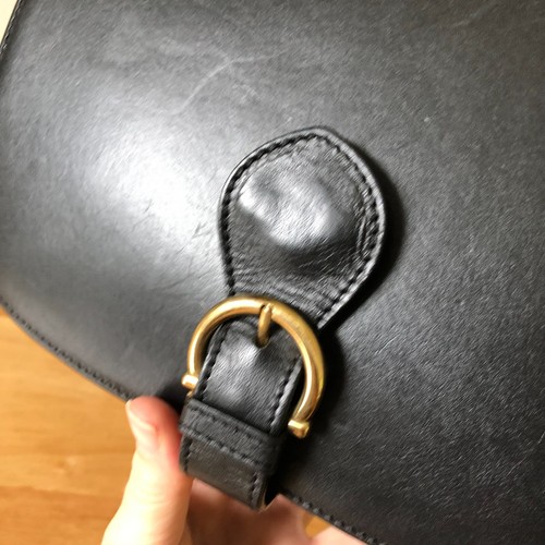 Vintage Bally Black Leather Smooth Saddle Crossbody Bag Purse - Picture 3 of 24