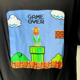 GAME OVER Super Mario Bros Official NINTENDO NES 2XL Black Tee- Shirt    A55