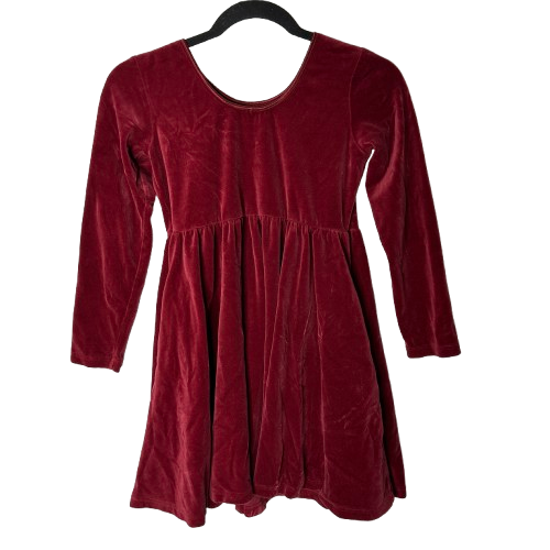 Hanna Andersson Skater Twirl Dress Girls Sz 10 / 140cm Red Velour Long Sleeve - Bild 1 von 9