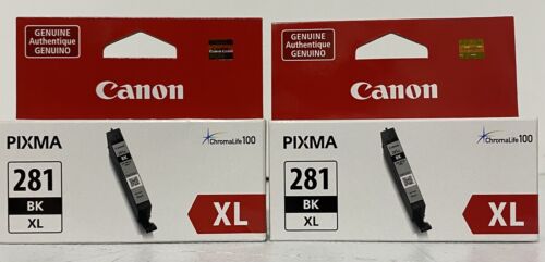 Canon PIXMA 281XL BK Ink Jet Cartridge Black Lot 2 New Sealed