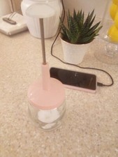Vintage Federal Housewares Pink Top Glass Jar Nut Onion Chopper Made in USA