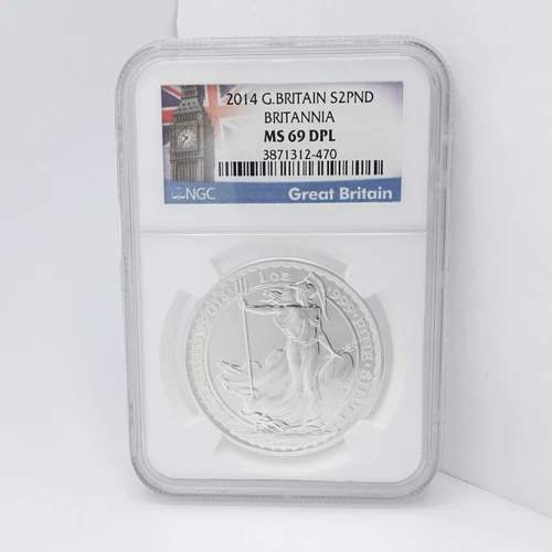 2014 Great Britain Britannia Silver 2 Pound Coin - NGC MS 69 DPL #Q1