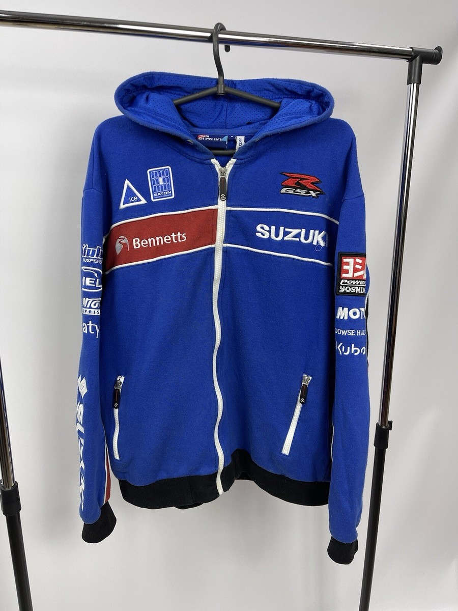 ヨシ Team Suzuki Mens GSX Moto Racing Blue Zip Hoodie Size M | eBay