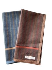 Roberto Men  s Handkerchief Set  Italian Luxury Cotton  Classic Stripe  42cm  2 Pack