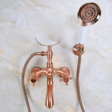 Antique Red Copper Clawfoot Bath Tub Faucet with Handshower - Wall Mount fna371