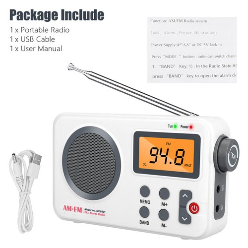 Compact Portable Radio: AM FM Weather Band, Alarm, LCD Screen - Battery/USB - Picture 9 of 9