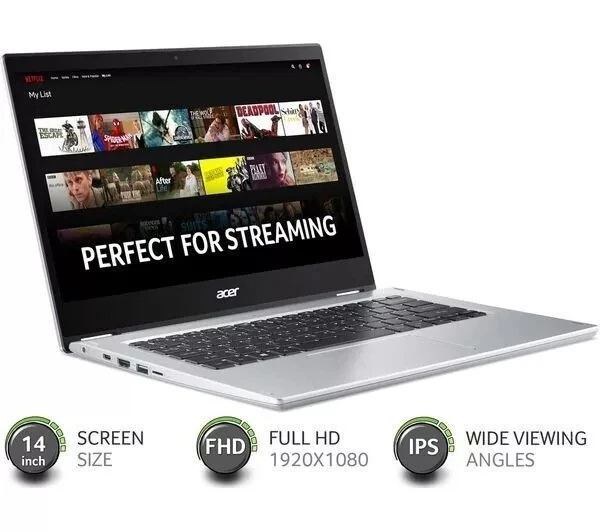 Acer Spin 1 Intel Pentium N6000 4GB 128GB SSD Full HD Touchscreen Display Silver - Image 3 of 4