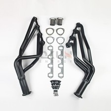 Qk For 66-73 Ford Mercury Black Paint Long Tube Headers