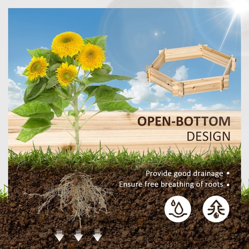 Outdoor Raised Garden Bed for Flowers Vegetables Herb Hexagon DIY Planter Box - Picture 4 of 9