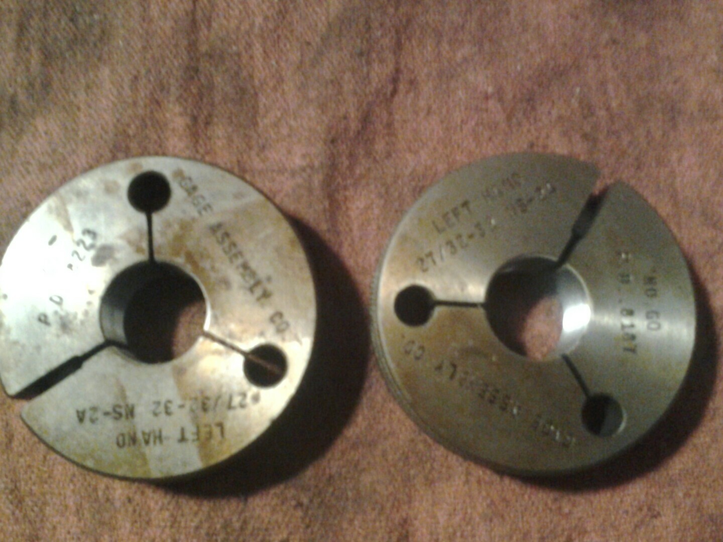 27/3232 NS2A LEFT HAND THREAD RING GAGE SET .843 GO/NOGO GAGE