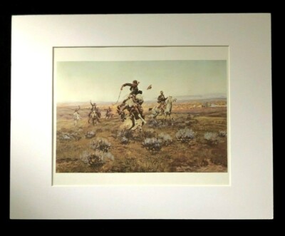Charles M Russell ''A Bad One'' 11 x 14 Matted Western Print