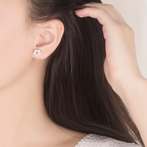Pendientes de cristal con flores tachuelas rosa/púrpura niñas regalo joyas mujeres - Imagen 3 de 10