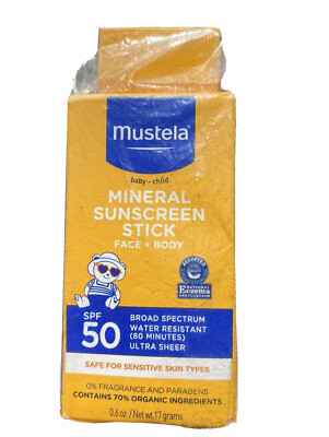 Mustela Baby- Child Mineral Sunscreen Stick SPF 50 Broad Spectrum 0.6 oz. NEW