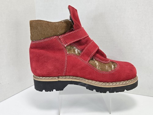 Martino Canada® ALPINE Leather Metal Buckle Closure Boots in Red Women's Size 10 - Picture 12 of 16