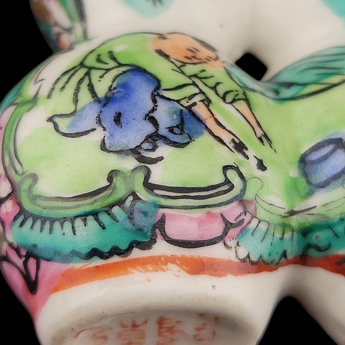 Antique Chinese Double-Sided Hand-Painted Porcelain Snuff Bottle w/ Jade Caps - Picture 13 of 22