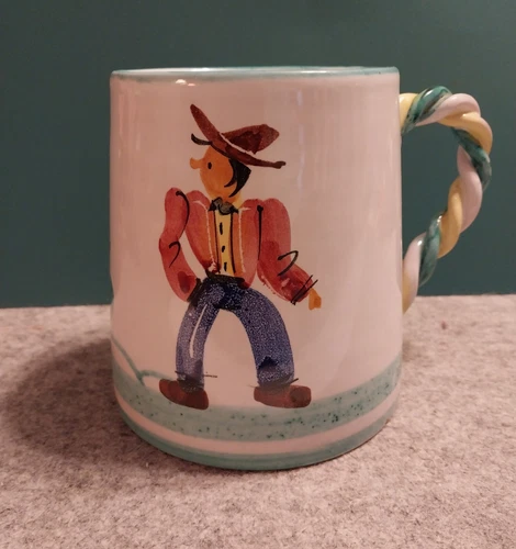 Bitossi Italy Pottery Mug Signed & Numbered Twisted Handle. Small Chip at Bottom