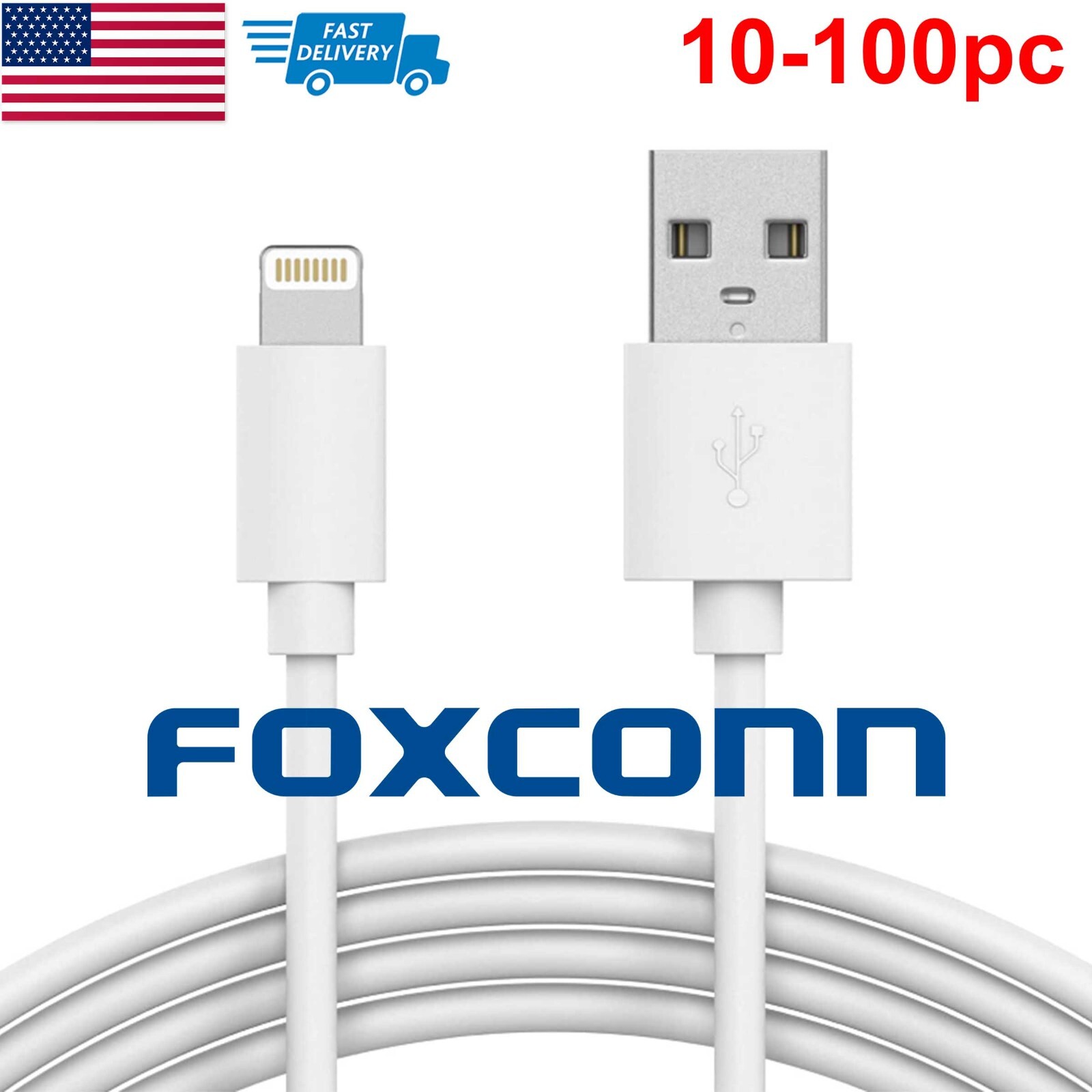 Lot 10x 100x 3FT Foxconn USB Data Charging Cord Cable for iPhone 12 11 X 8 7 6s