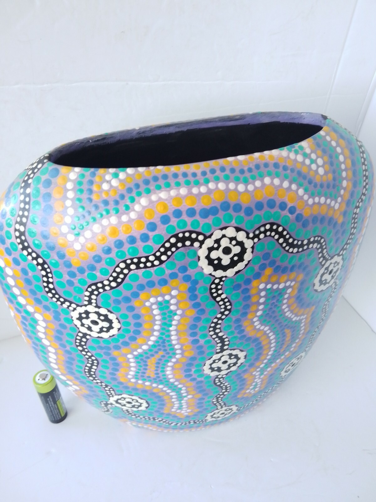 Aboriginal Indigenous Australian Vase by Donna Goonan 2009 Hand Painted