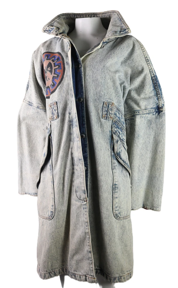 Chaqueta vaquera vintage años 90 GITANO para mujer L lavado ácido denim arte nativo americano para usar Foto 2 de 4