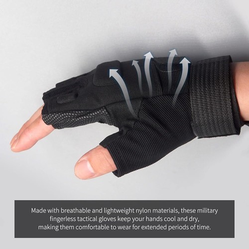 Guantes tácticos sin dedos Guantes de motocicleta para trabajo al aire libre caza camping - Imagen 3 de 13