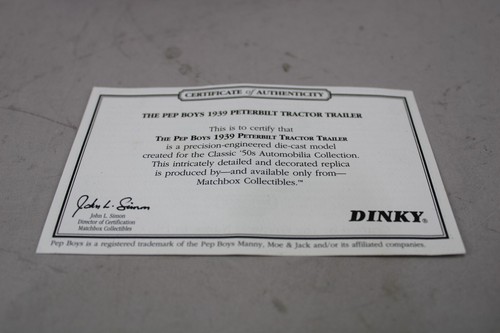 Matchbox Collections Pep Boys 1939 Peterbilt Tractor Trailer w/ Box & COA - Picture 2 of 17