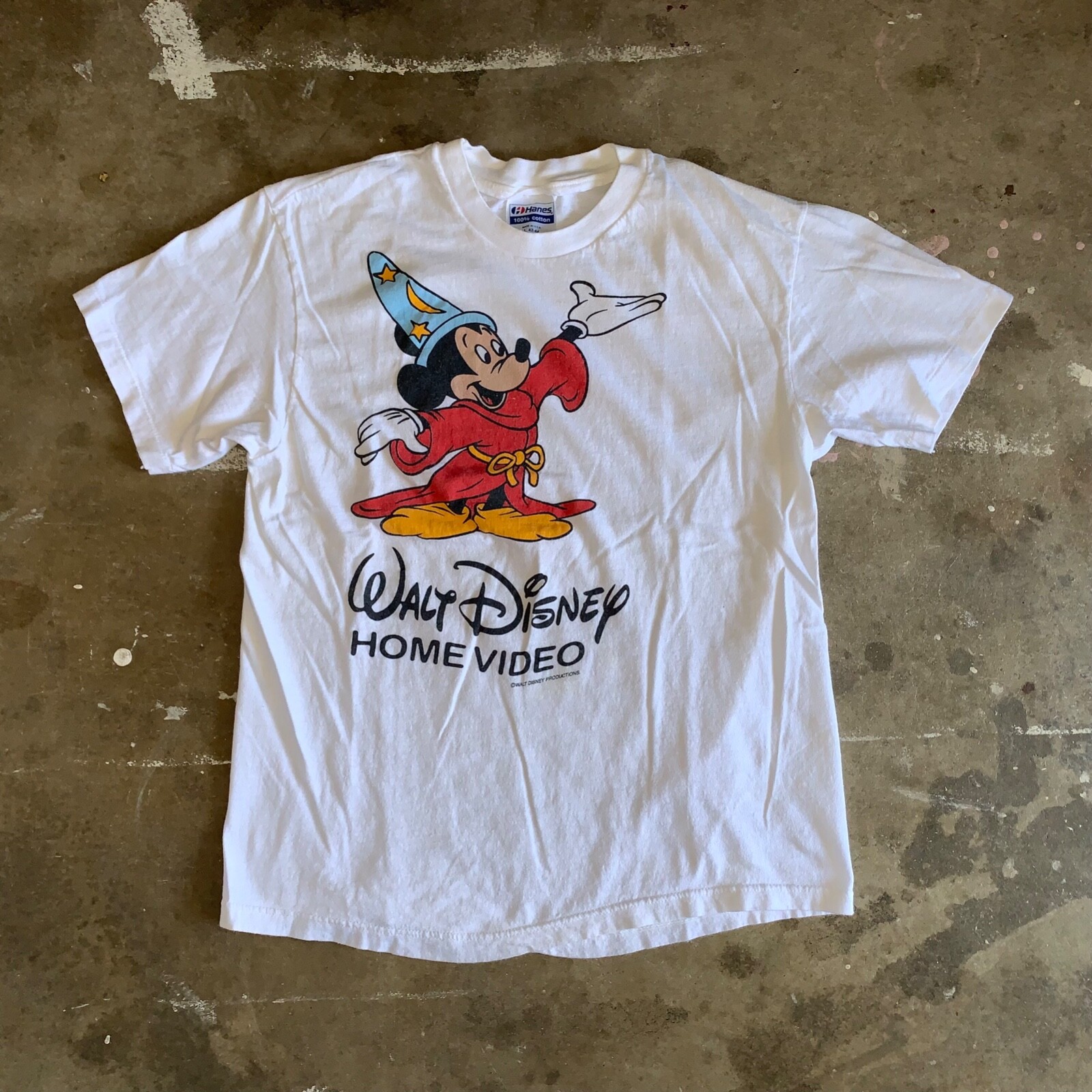80'S Disney MICKEY MOUSE Mickey Mouse character print T-shirt made in USA, men's size L, vintage cotton white type Vintage Second Hand