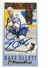 DAVE ELLETT Autographed Signed 1993-94 Power Play card Toronto Maple Leafs COA