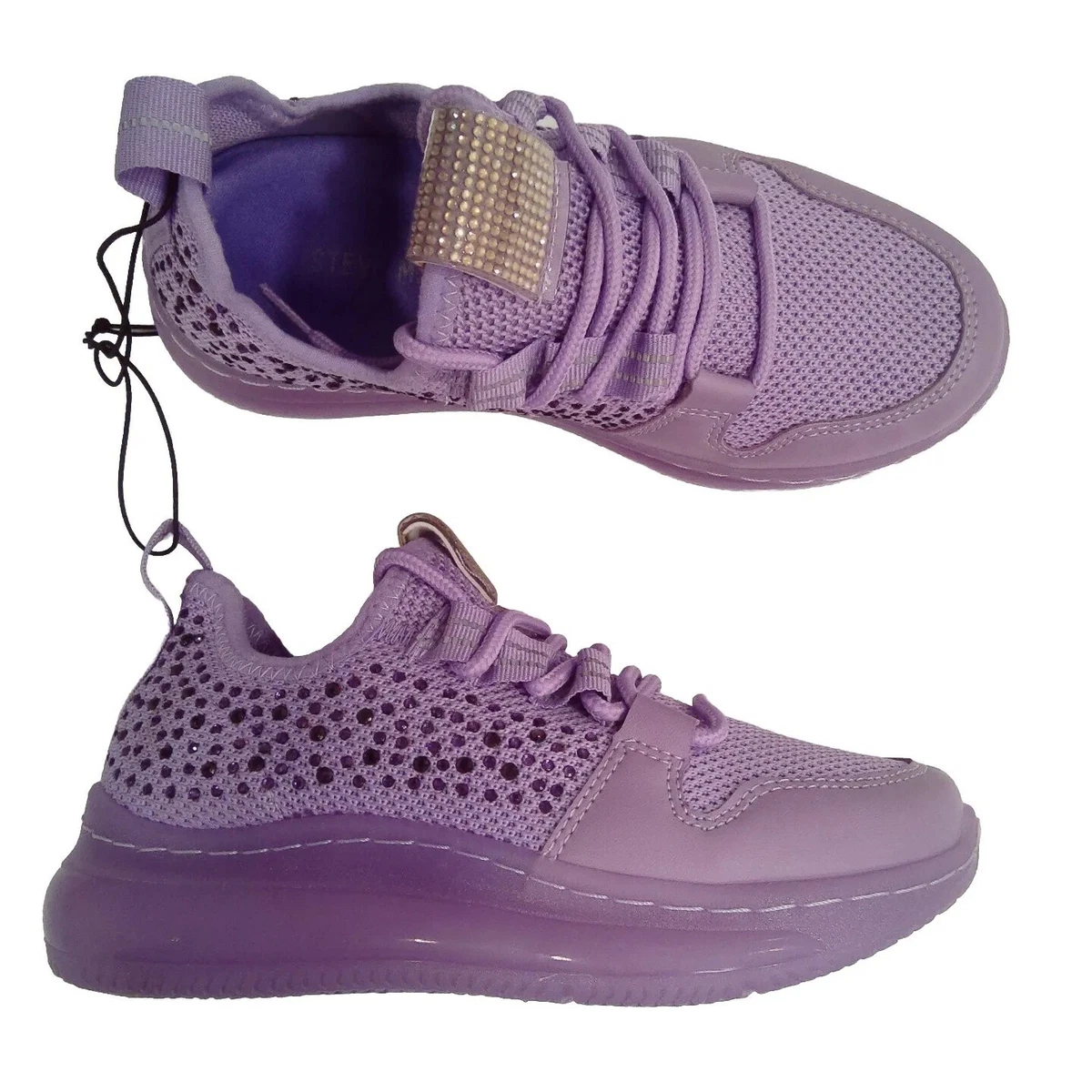 Steve Madden Girls Maxima Purple Rhinestone Sneakers Lilac Big Kids Size 13 Shoe