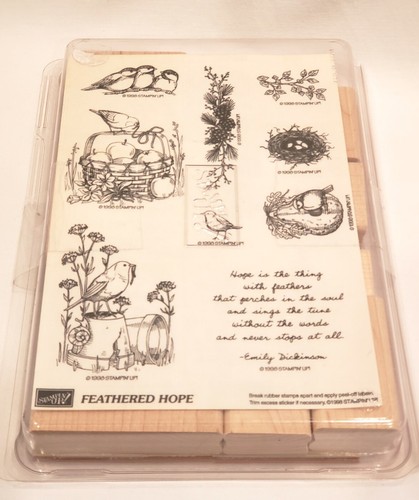 Stampin’ Up FEATHERED HOPE Retire Bird Birdhouse House Wood Mounted Rubber Stamp