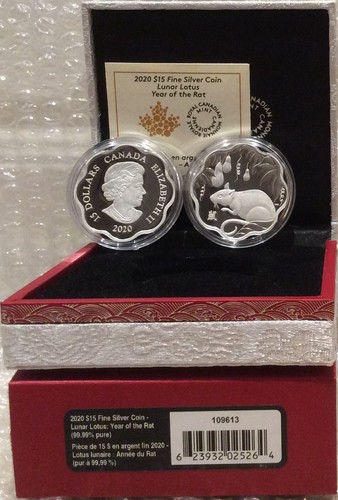 2020 Rat Lunar Lotus Year of the Rat $15 Pure Silver Proof Canada Coin: Vision - Picture 5 of 7