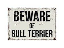 187VS Beware Of Bull Terrier 8 "x 12" Vintage Aluminum Retro Metal Sign