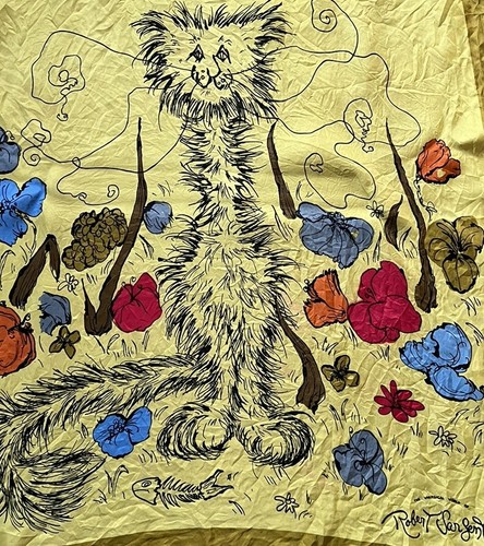 Robert Sargent Seidenschal groß 30"" x 30"" quadratisch skurrile Löwenblumen Japan - Bild 2 von 7