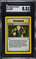 2000 Pokemon Gym Heroes 17/132 Lt. Surge - holo grade 8.5