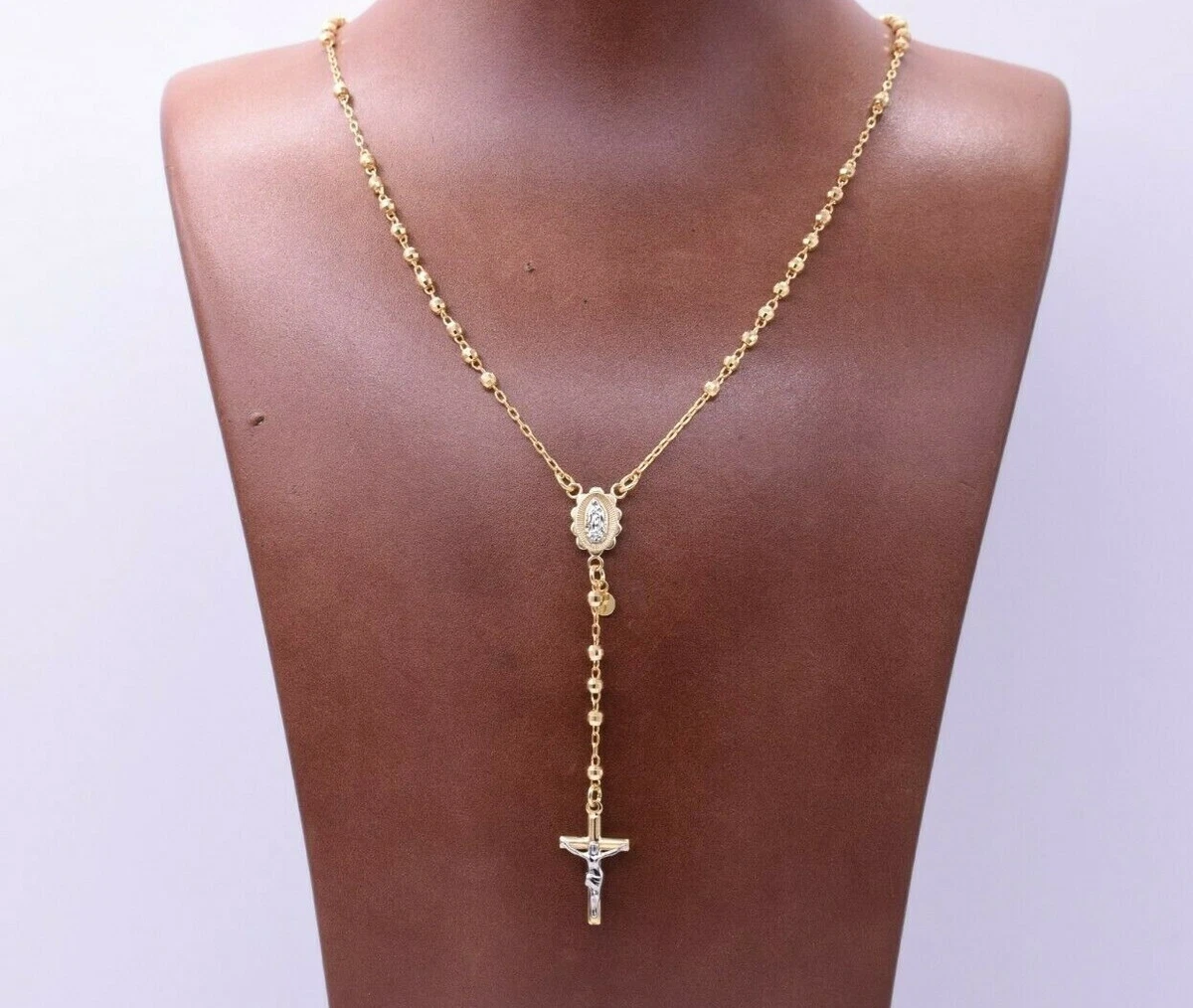 Kreuz Anhänger Edelstahl 10K Gelbgold Diamant-Kreuz Anhänger