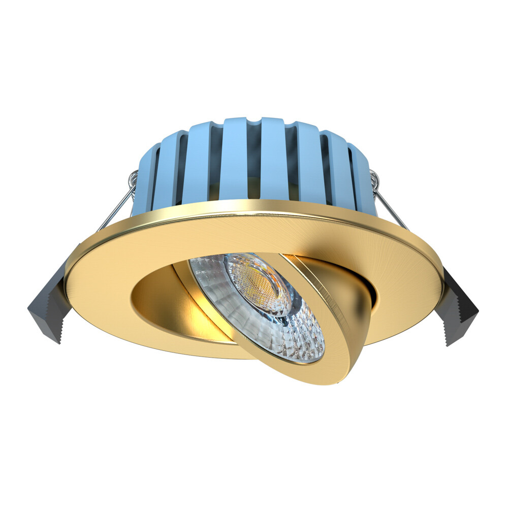 Litecraft Lydia Recess Downlight 7W LED Bathroom Tiltable IP65 Spotlight - Brass