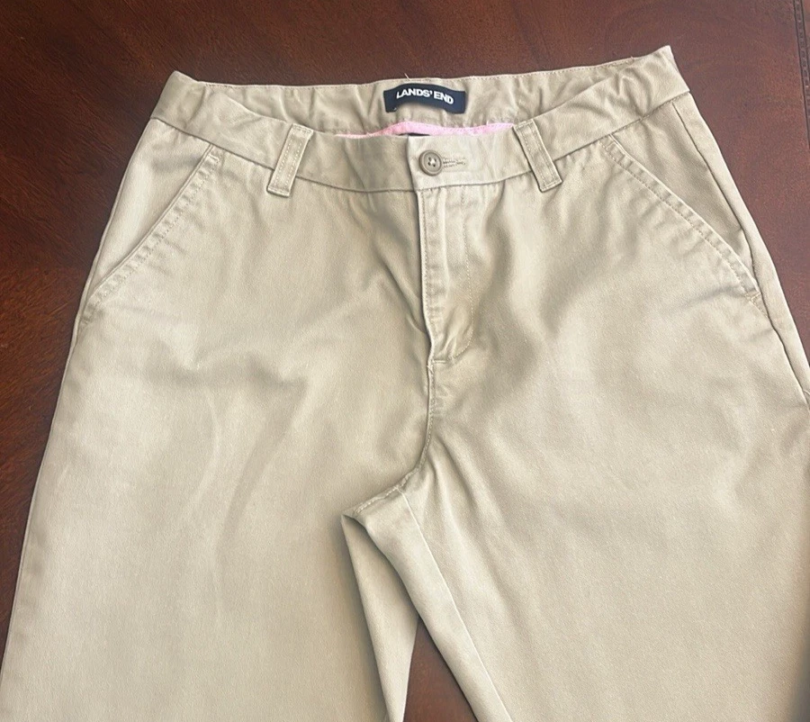 Pantalones de uniforme escolar Lands' End color caqui tostado para niña 16 S ajustados, ins 28,5", cintura ajustable Foto 4 de 4