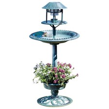 Happy Beaks Garden Bird Bath Feeding Station Hotel Solar Powered Light Planter