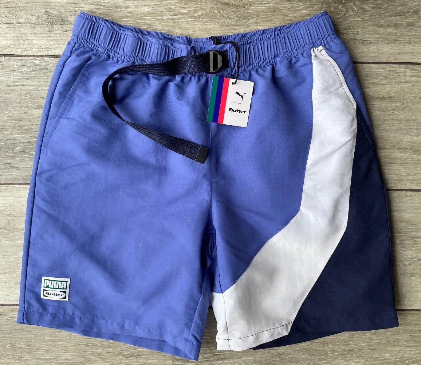 PANTALONCINI PUMA X BG BUTTER GOODS CON MOTIVI BLU BAJA PICCOLI NUOVI & ETICHETTE