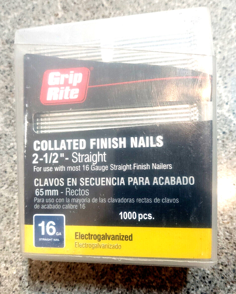 Grip-Rite 2-1/2" 16ga Straight ElectroGalvanized Finish Nails ***1,000ct***
