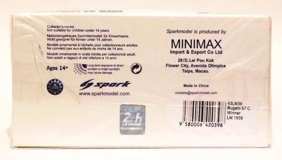 1/43 Spark 43LM39 Bugatti 57C # 1 Wimille / Veyron Winner 1939 Le Mans 24 Hour - Image 2 of 2