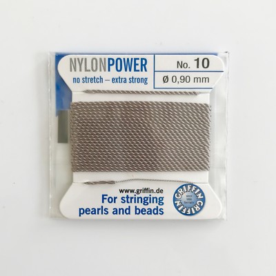 GRAU NYLON POWER SEIDIG SCHNUR FADEN 0,90mm SCHNUR PERLEN & PERLEN GRIFFIN 10